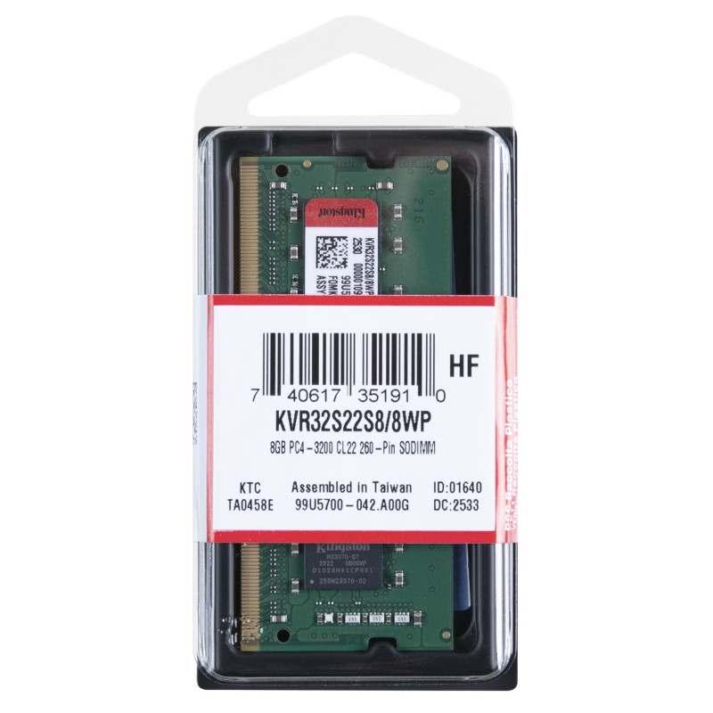 Оперативная память Kingston ValueRAM DDR4 1x8GB (KVR32S22S8/8WP)