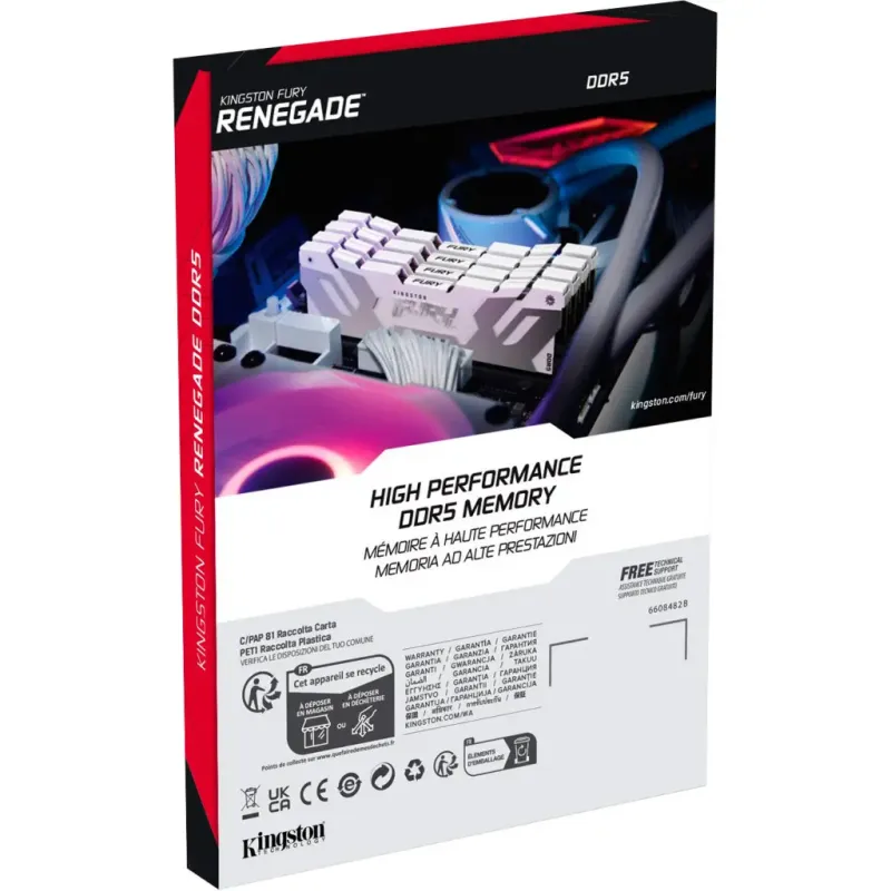 Оперативная память Kingston FURY 16 GB DDR5 7600 MHz Renegade White/Silver (KF576C38RW-16)