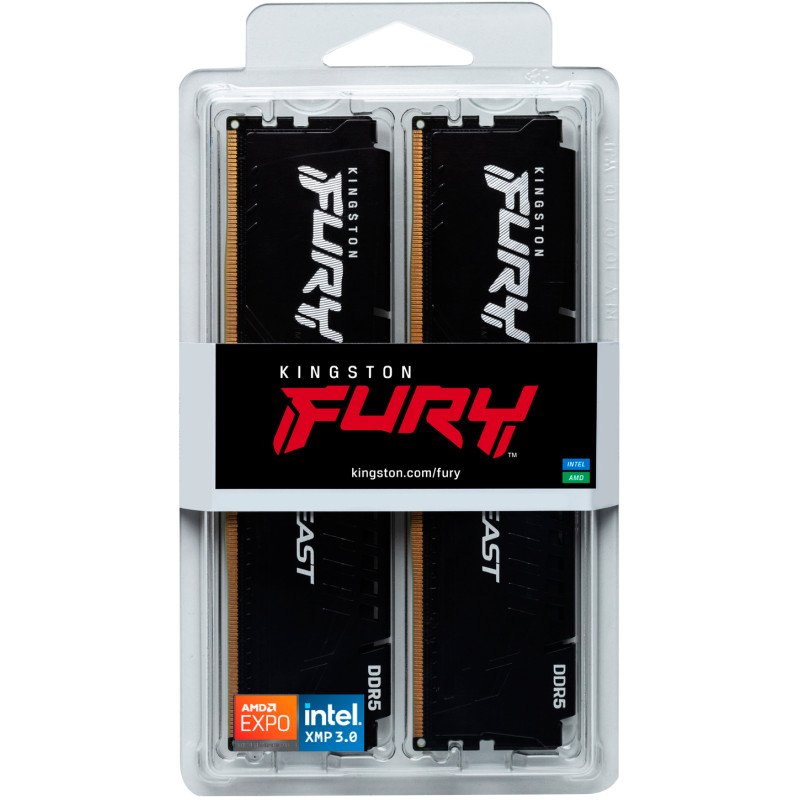 Оперативная память Kingston FURY 128 GB (2x64GB) DDR5 5600 MHz Beast Black EXPO (KF556C40BBK2-128)