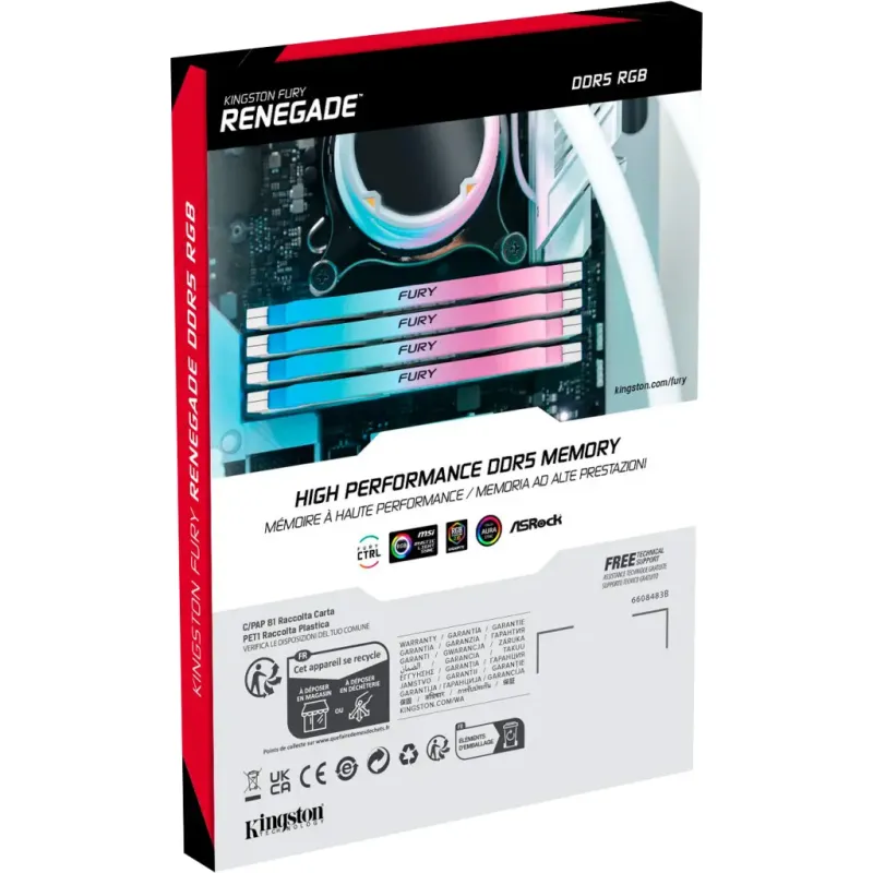 Оперативная память Kingston FURY 16 GB DDR5 7600 MHz Renegade RGB White (KF576C38RWA-16)