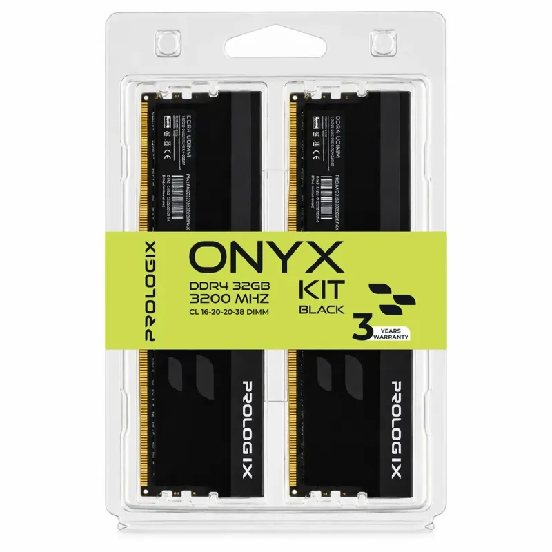 Оперативна пам'ять Prologix DDR4 32GB (2x16GB) 3200Mhz Onyx Black (PRO32GB3200YB4K)