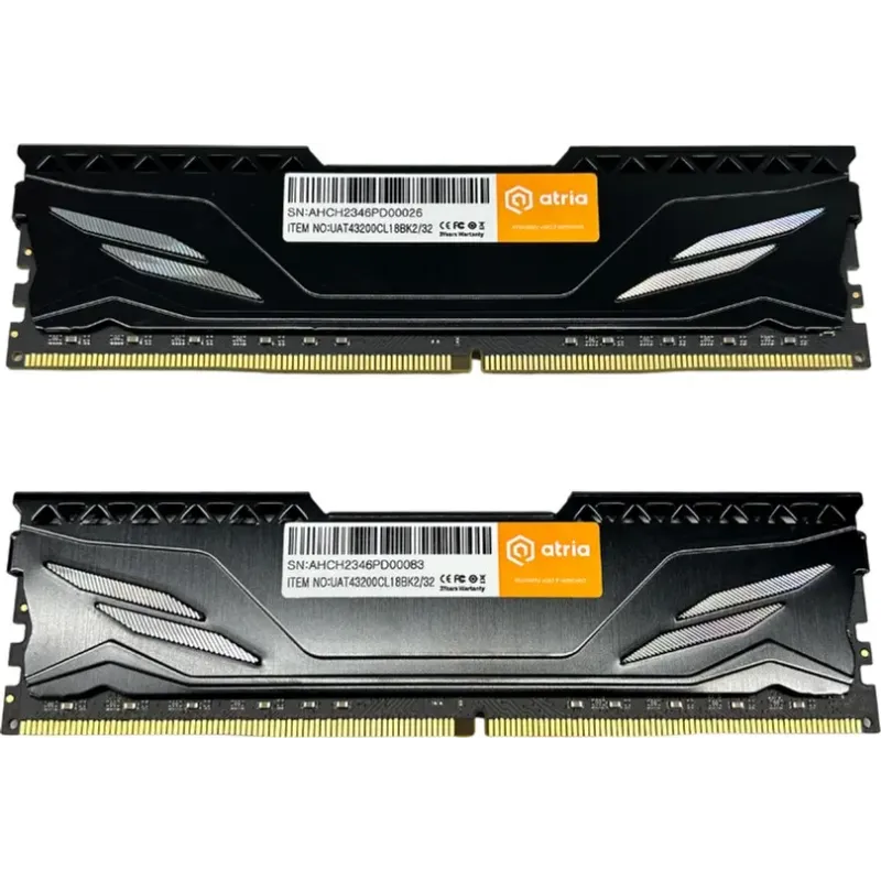 Оперативна пам'ять ATRIA 32 GB (2x16GB) DDR4 3200 MHz Fly Black (UAT43200CL18BK2/32)
