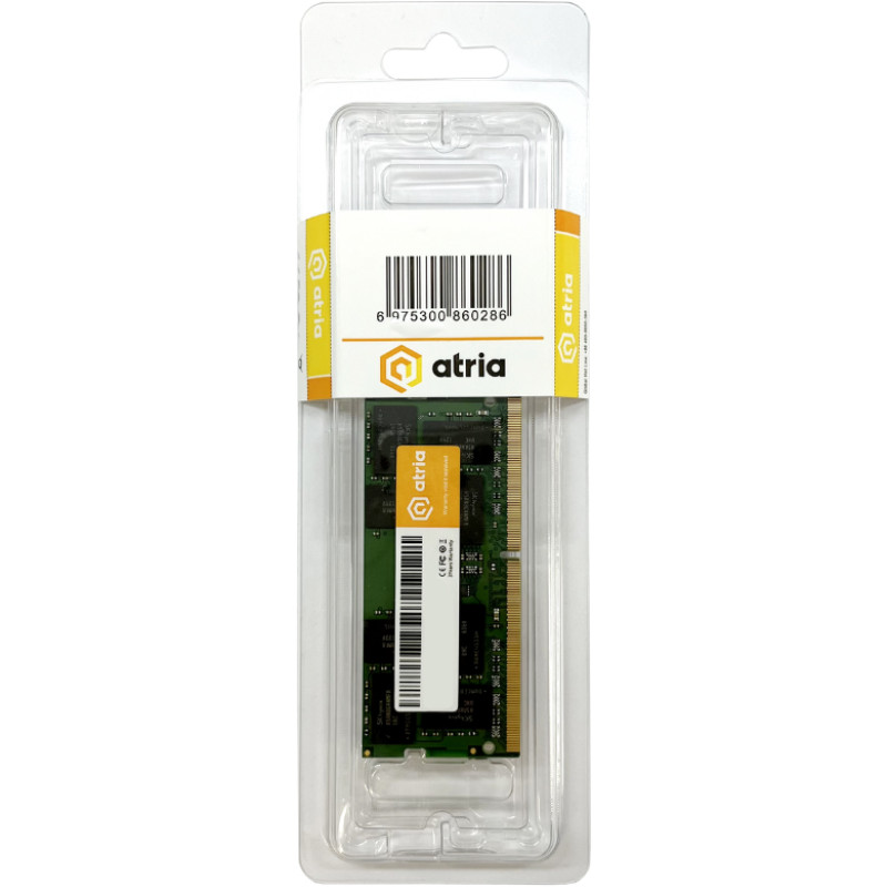 Оперативна пам'ять ATRIA 8 GB SO-DIMM DDR4 2666 MHz (UAT42666CL19SK1/8)