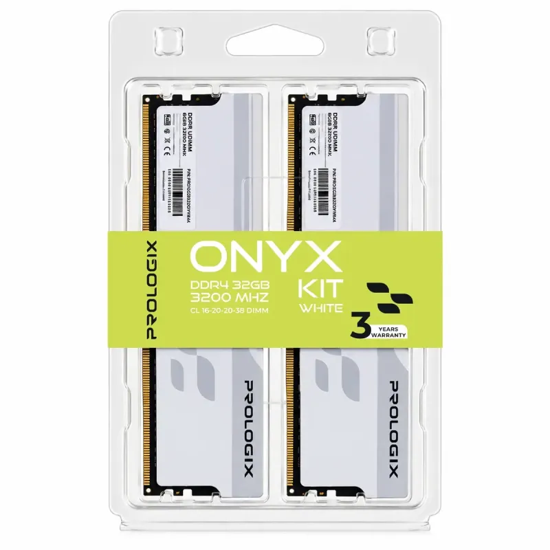Оперативная память Prologix 32 GB (2x16GB) DDR4 3200 MHz Onyx White (PRO32GB3200YW4K)