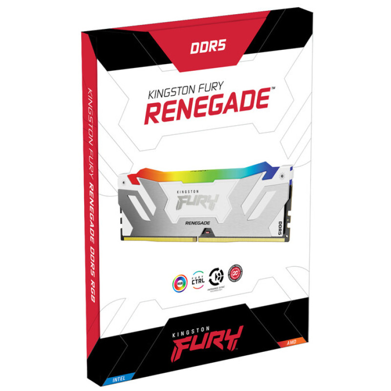 Оперативная память Kingston FURY 32 GB (2x16GB) DDR5 7600 MHz Renegade Silver/White RGB (KF576C38RWAK2-32)
