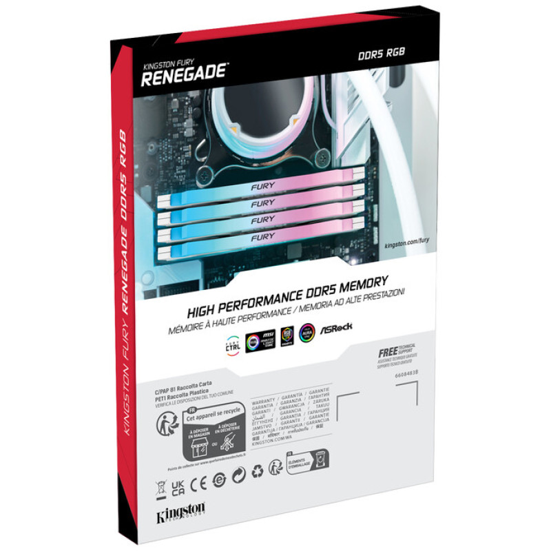 Оперативная память Kingston FURY 32 GB (2x16GB) DDR5 7600 MHz Renegade Silver/White RGB (KF576C38RWAK2-32)