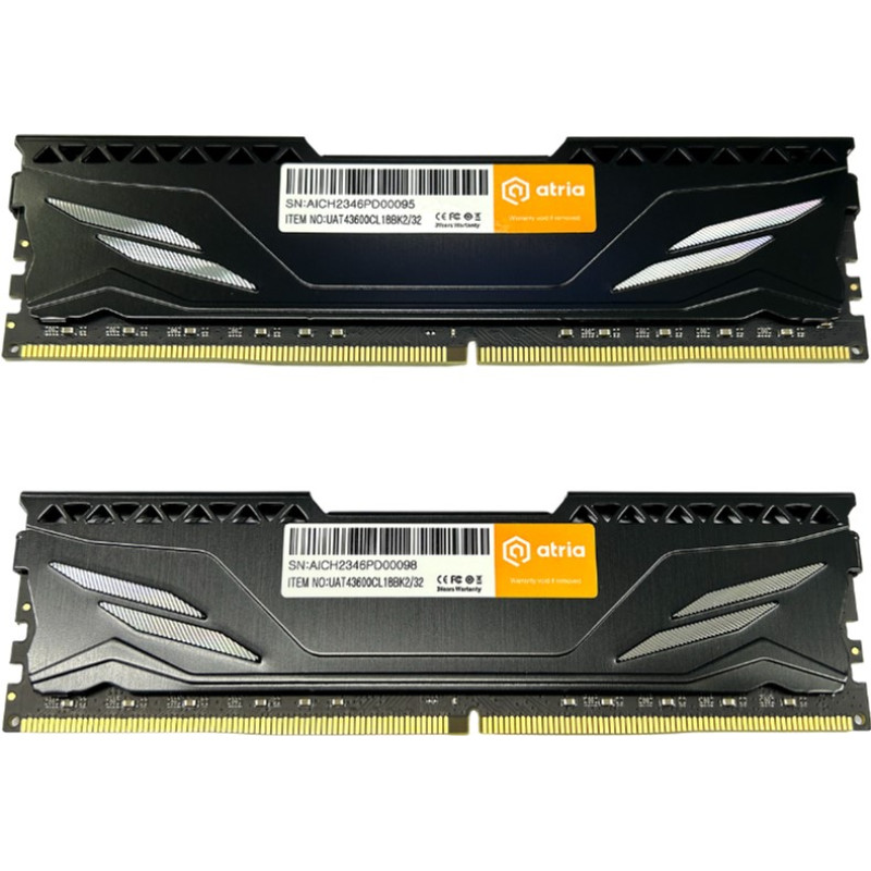ATRIA 32 GB (2x16GB) DDR4 3600 MHz Fly Black (UAT43600CL18BK2/32)