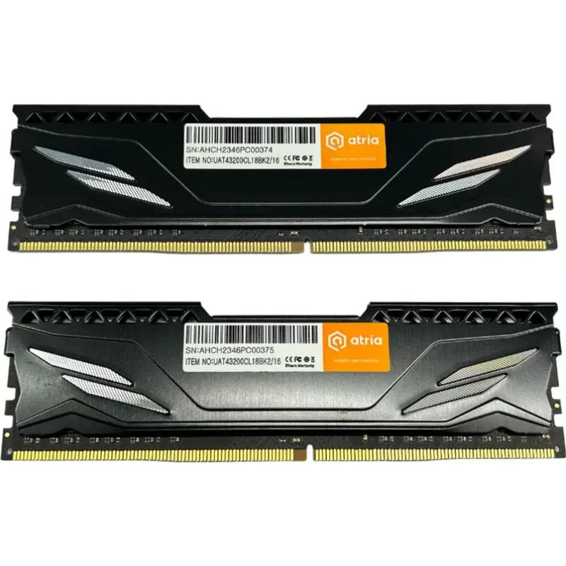 Оперативна пам'ять ATRIA 16 GB (2x8GB) DDR4 3200 MHz Fly Black (UAT43200CL18BK2/16)