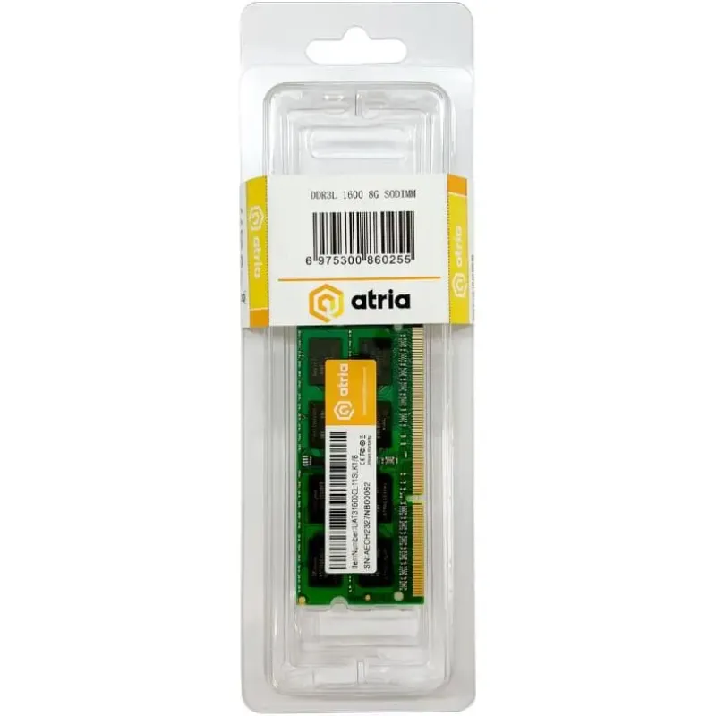 Оперативна пам'ять ATRIA 8 GB SO-DIMM DDR3 1600 MHz (UAT31600CL11SLK1/8)