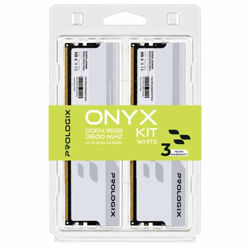 Оперативная память Prologix 16 GB (2x8GB) DDR4 3600 MHz Onyx White (PRO16GB3600YW4K)