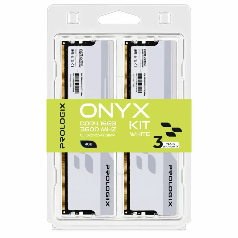 Оперативная память Prologix 16 GB (2x8GB) DDR4 3600 MHz Onyx White RGB (PRO16GB3600YWR4K)