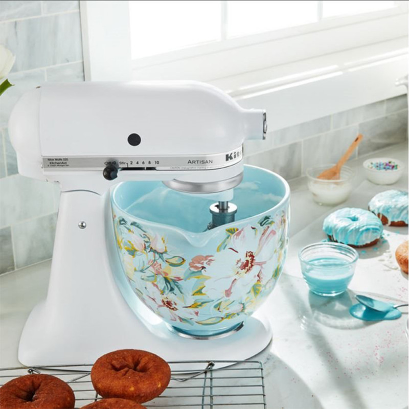 Насадка Чаша KitchenAid 4,7 л 5KSM2CB5PWG керамічна, з ручкою, візерунок біла гарденія