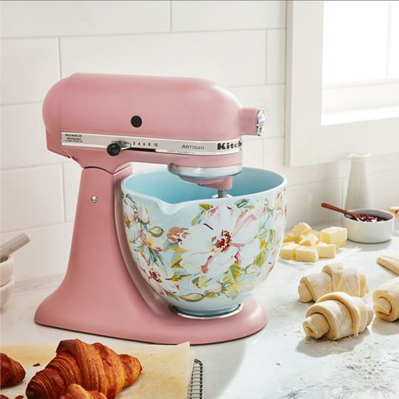 Насадка Чаша KitchenAid 4,7 л 5KSM2CB5PWG керамічна, з ручкою, візерунок біла гарденія