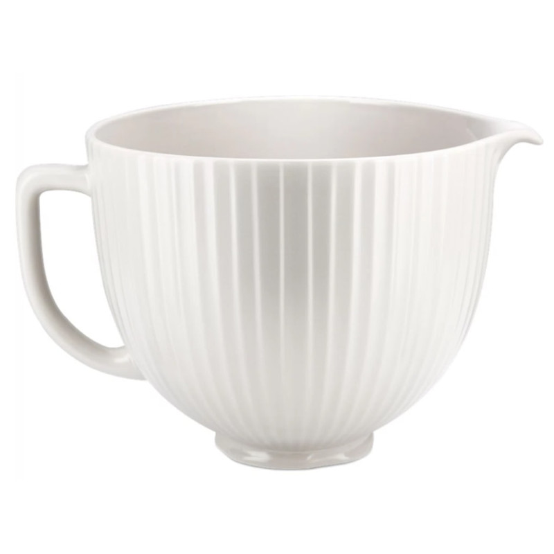 Чаша KitchenAid 4,7 л 5KSM2CB5PCC керамічна, з ручкою, текстурована, біла класична